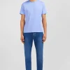 T-shirt bleu col rond à manches courtes