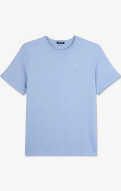 T-shirt bleu col rond à manches courtes