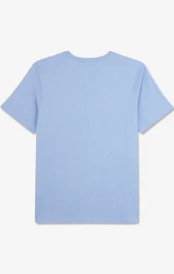 T-shirt bleu col V à manches courtes
