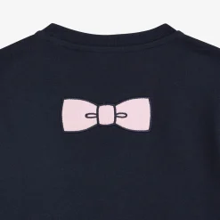 T-shirt bleu marine à broderie nœud dos