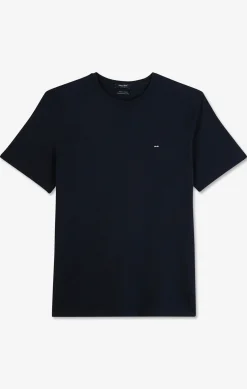 T-shirt bleu marine col rond à manches courtes