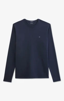 T-shirt bleu marine col rond à manches longues