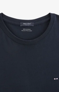 T-shirt bleu marine col rond à manches longues