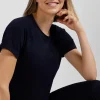 T-shirt de sport manches courtes à détails cerclés bleu marine
