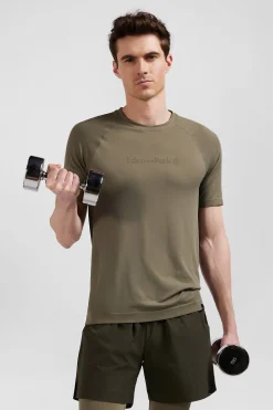 T-shirt de sport manches courtes à détails cerclés kaki