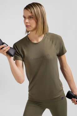 T-shirt de sport manches courtes à détails cerclés kaki