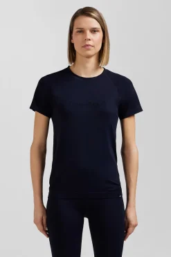 T-shirt de sport manches courtes à détails cerclés bleu marine