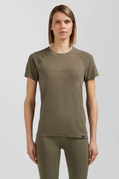 T-shirt de sport manches courtes à détails cerclés kaki
