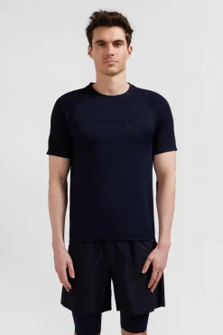 T-shirt de sport manches courtes à détails cerclés bleu marine