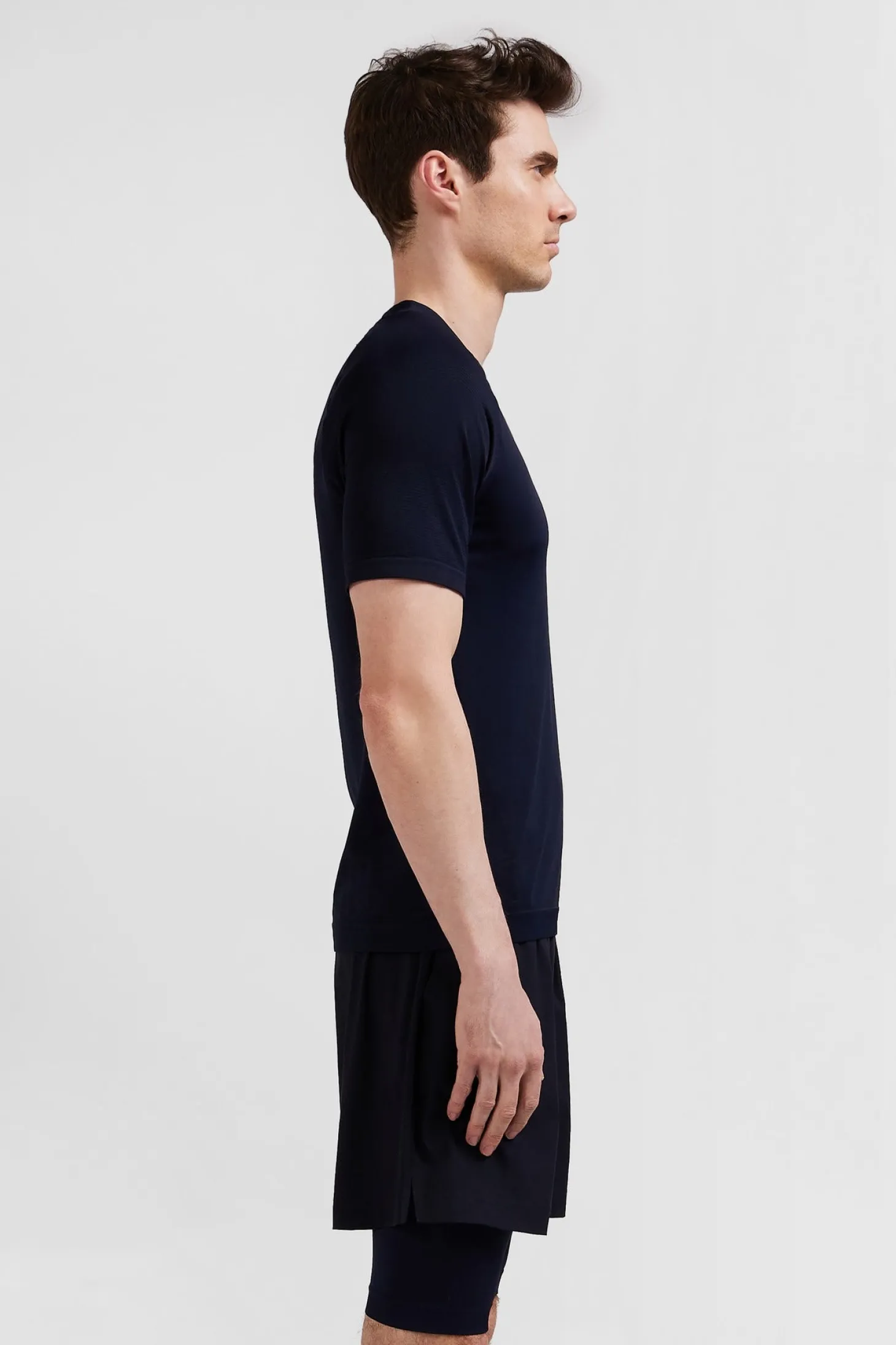 T-shirt de sport manches courtes à détails cerclés bleu marine