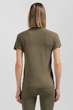 T-shirt de sport manches courtes à détails cerclés kaki