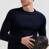 T-shirt de sport manches longues à détails cerclés bleu marine