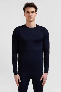 T-shirt de sport manches longues à détails cerclés bleu marine