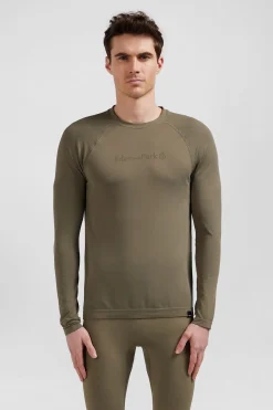 T-shirt de sport manches longues à détails cerclés kaki