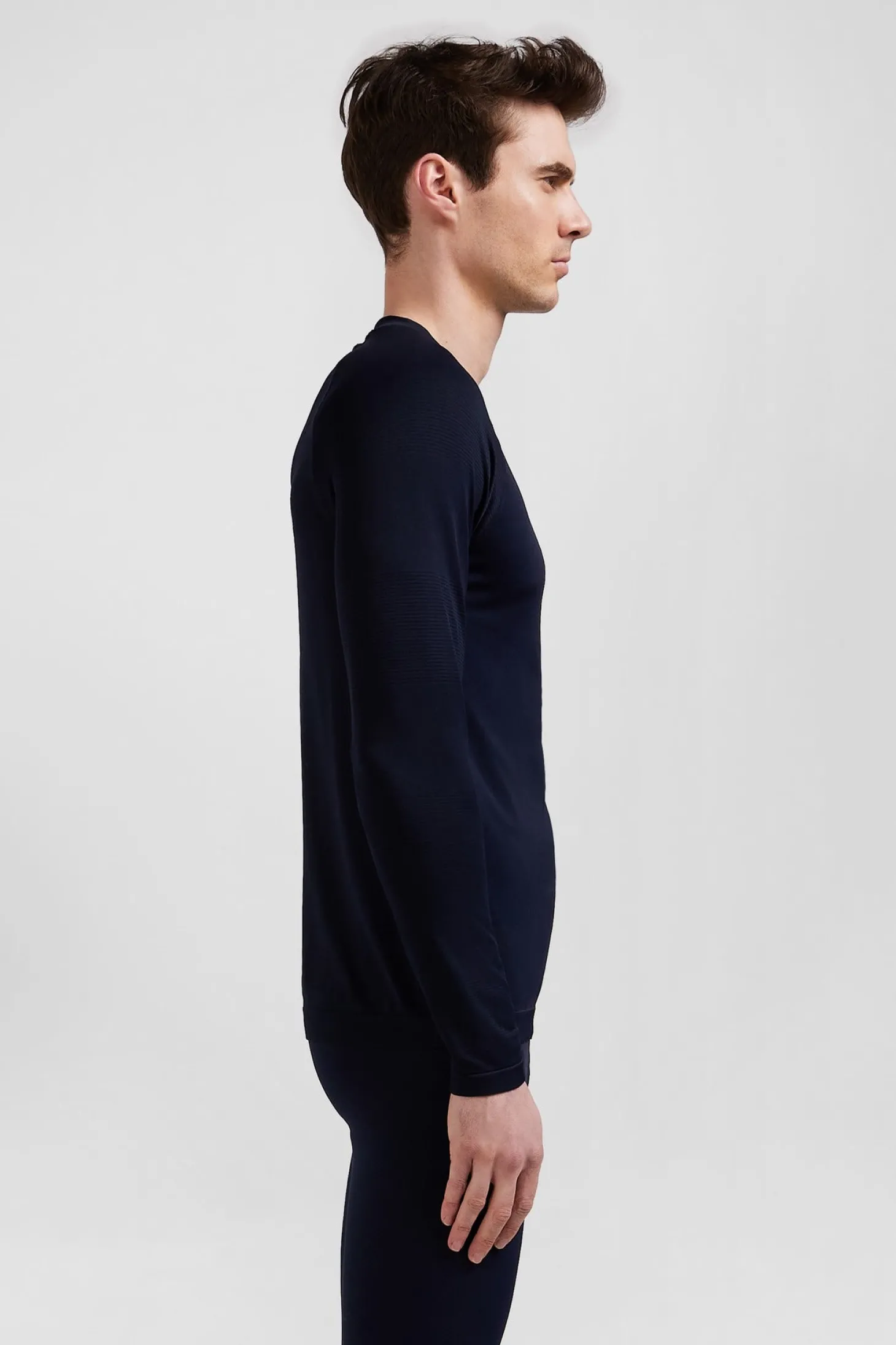 T-shirt de sport manches longues à détails cerclés bleu marine