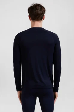 T-shirt de sport manches longues à détails cerclés bleu marine