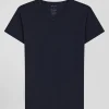 T-shirt en coton stretch bleu marine