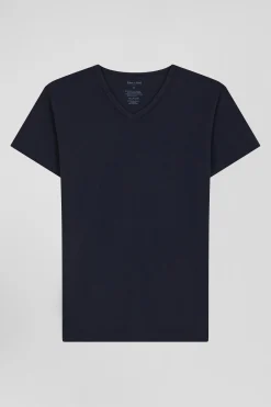 T-shirt en coton stretch bleu marine