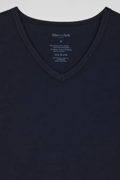T-shirt en coton stretch bleu marine