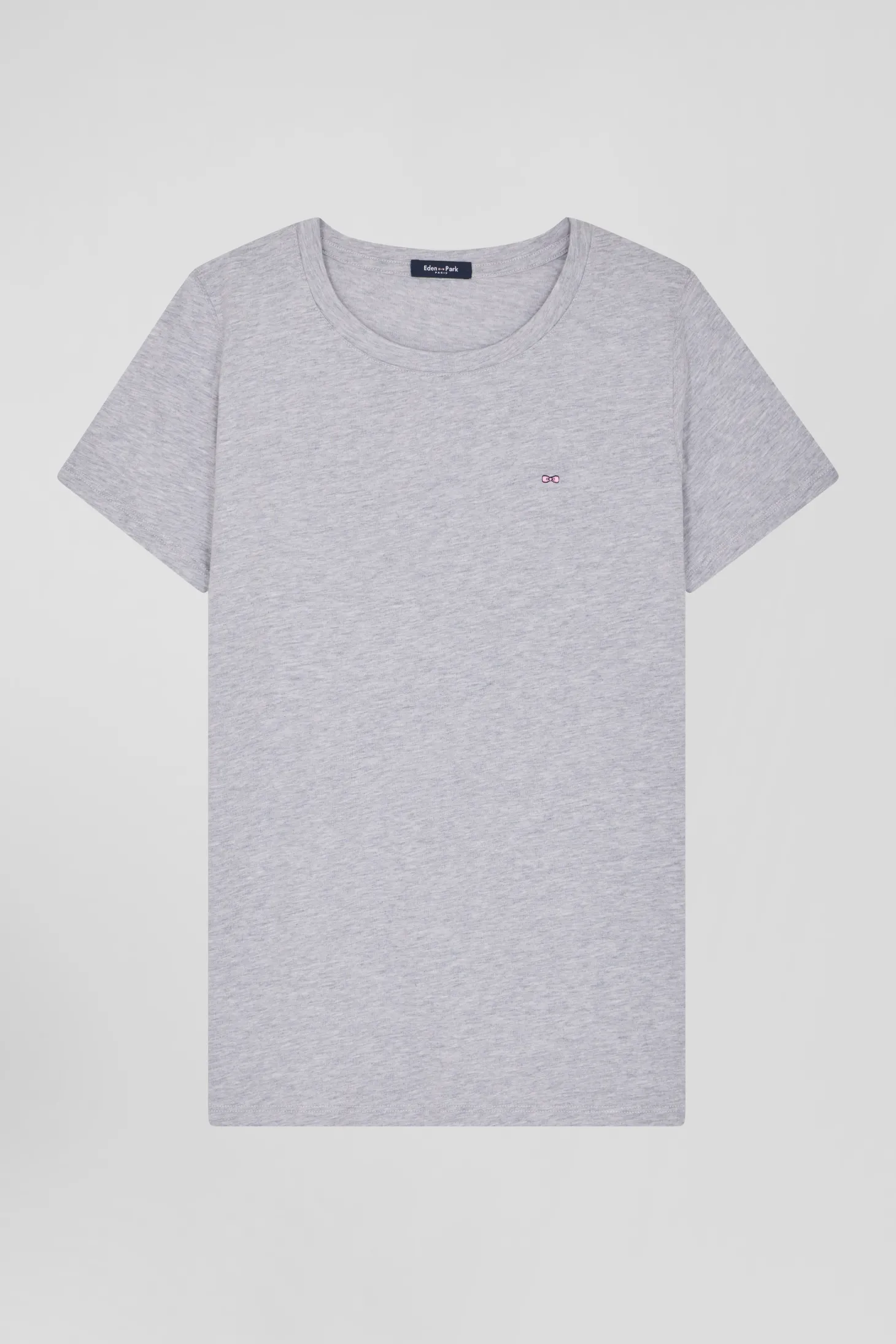 T-shirt femme manches courtes en coton gris coupe Regular