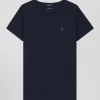 T-shirt femme manches courtes en coton bleu marine coupe Regular
