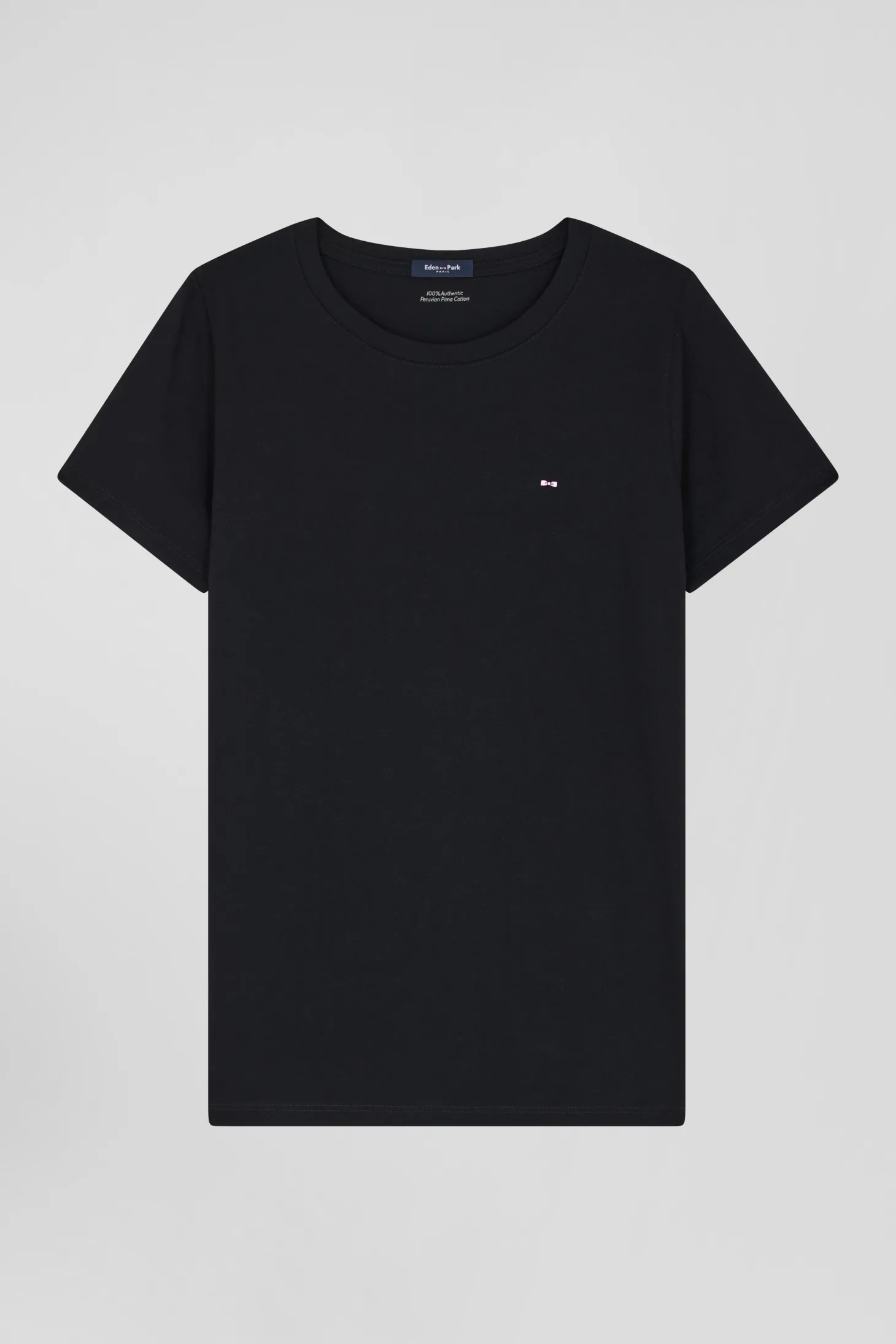 T-shirt femme manches courtes en coton noir coupe Regular