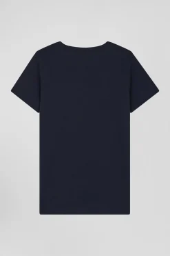 T-shirt femme manches courtes en coton bleu marine coupe Regular