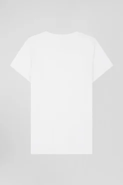 T-shirt femme manches courtes en coton blanc coupe Regular