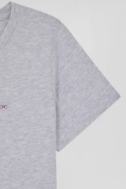 T-shirt femme manches courtes en coton gris coupe Regular