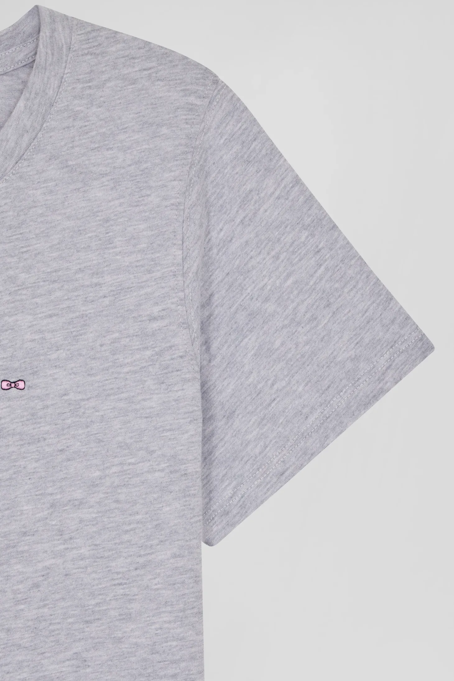 T-shirt femme manches courtes en coton gris coupe Regular