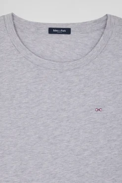T-shirt femme manches courtes en coton gris coupe Regular