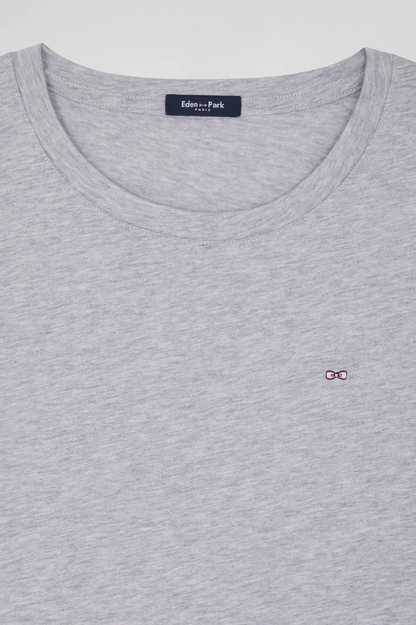 T-shirt femme manches courtes en coton gris coupe Regular