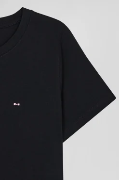 T-shirt femme manches courtes en coton noir coupe Regular