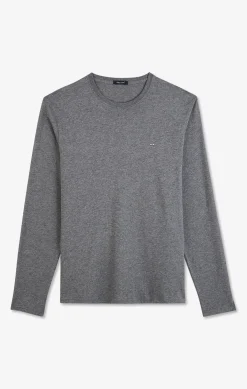 T-shirt gris col rond à manches longues