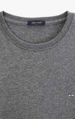 T-shirt gris col rond à manches longues