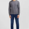 T-shirt gris col V à manches longues