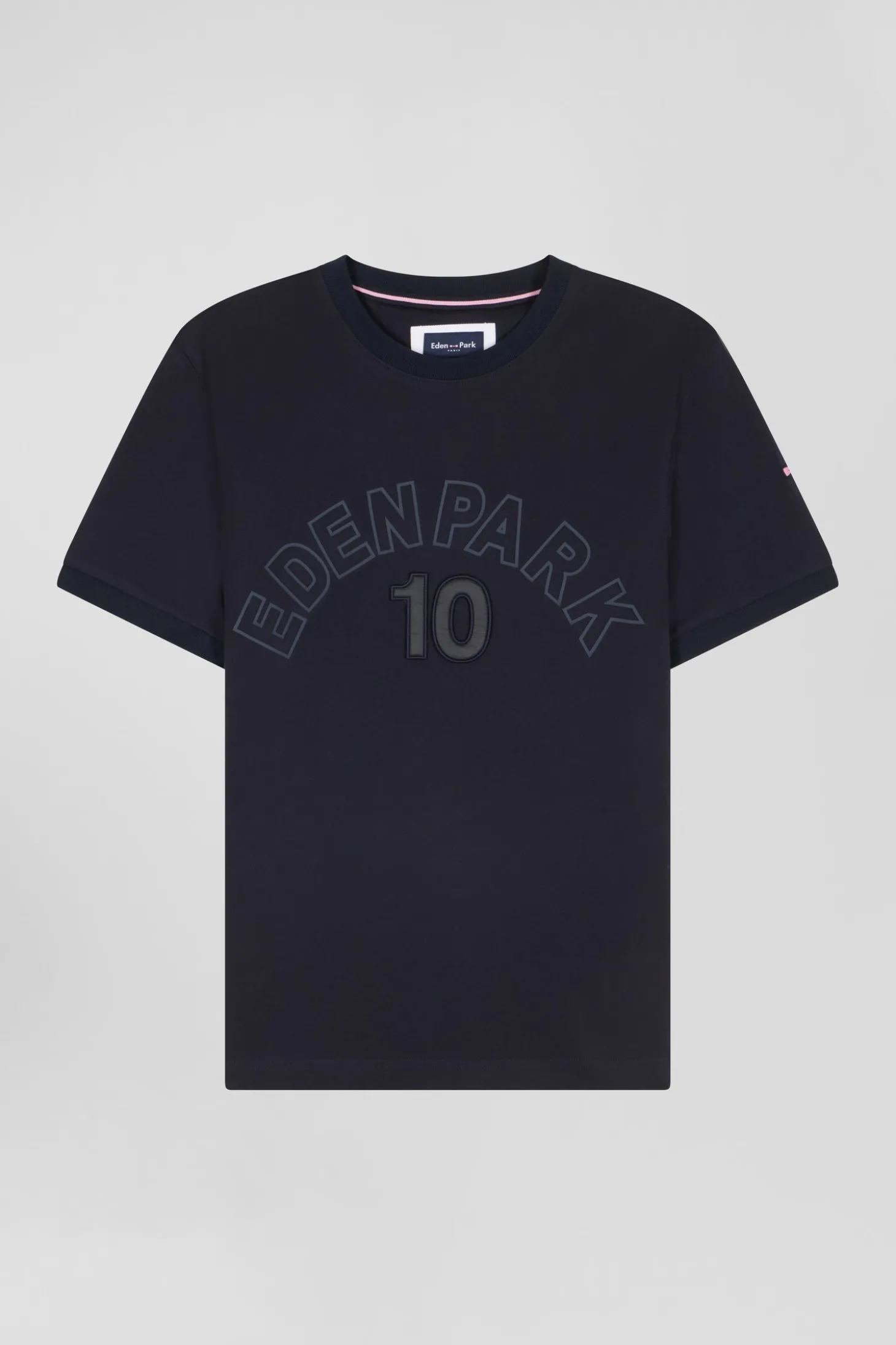 T-shirt manches courtes bicolore en coton bleu marine Eden Park 10 coupe Relaxed