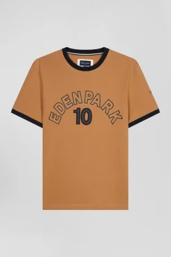 T-shirt manches courtes bicolore en coton camel Eden Park 10 coupe Relaxed