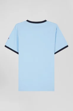 T-shirt manches courtes bicolore en coton ciel Eden Park 10 coupe Relaxed