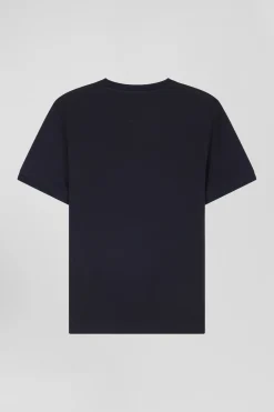 T-shirt manches courtes bicolore en coton bleu marine Eden Park 10 coupe Relaxed