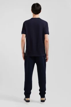 T-shirt manches courtes bicolore en coton bleu marine Eden Park 10 coupe Relaxed