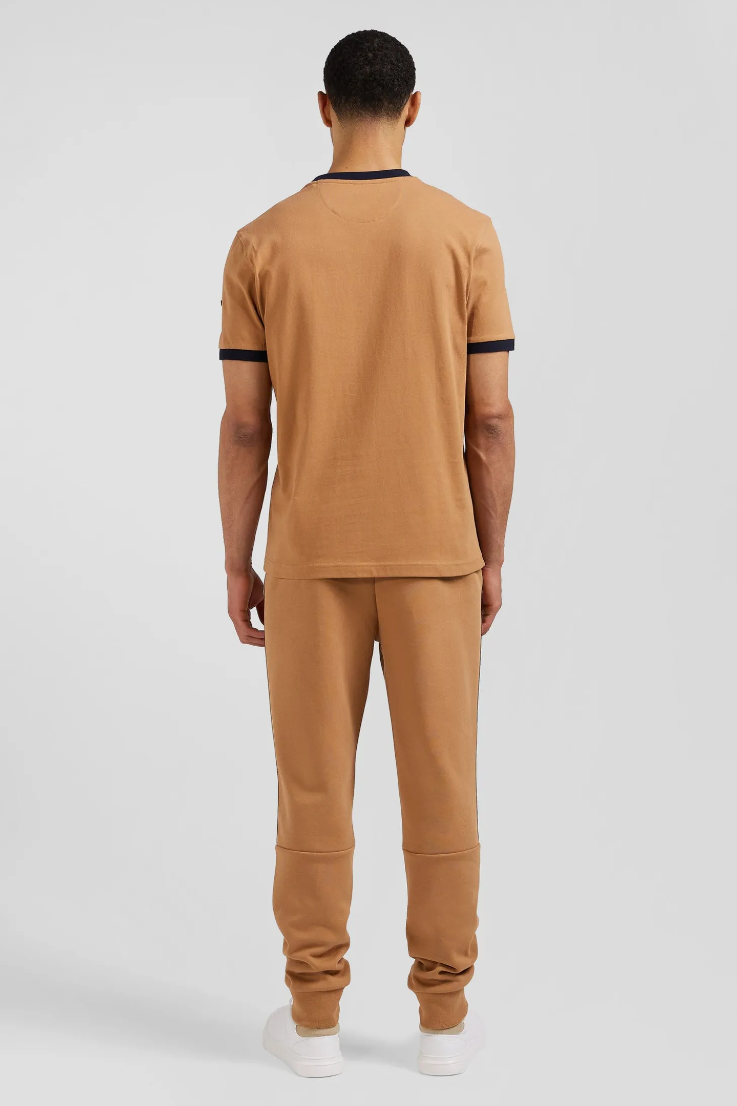 T-shirt manches courtes bicolore en coton camel Eden Park 10 coupe Relaxed