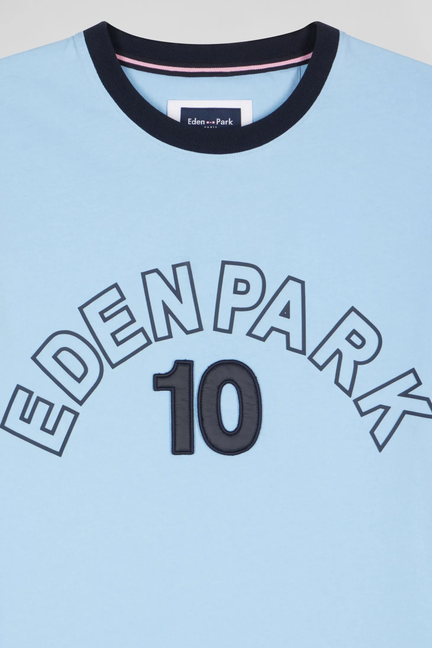 T-shirt manches courtes bicolore en coton ciel Eden Park 10 coupe Relaxed