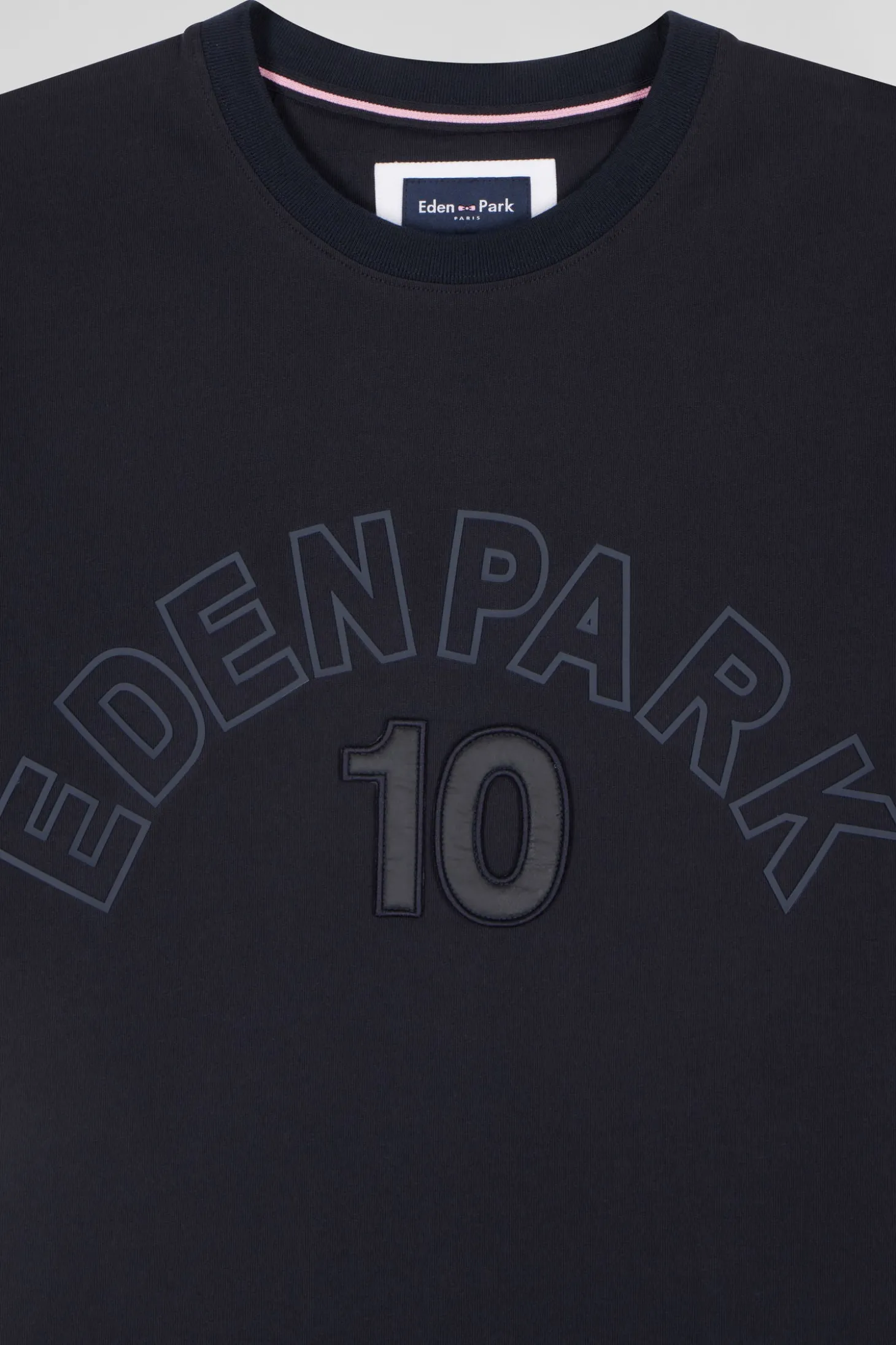 T-shirt manches courtes bicolore en coton bleu marine Eden Park 10 coupe Relaxed