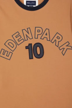 T-shirt manches courtes bicolore en coton camel Eden Park 10 coupe Relaxed
