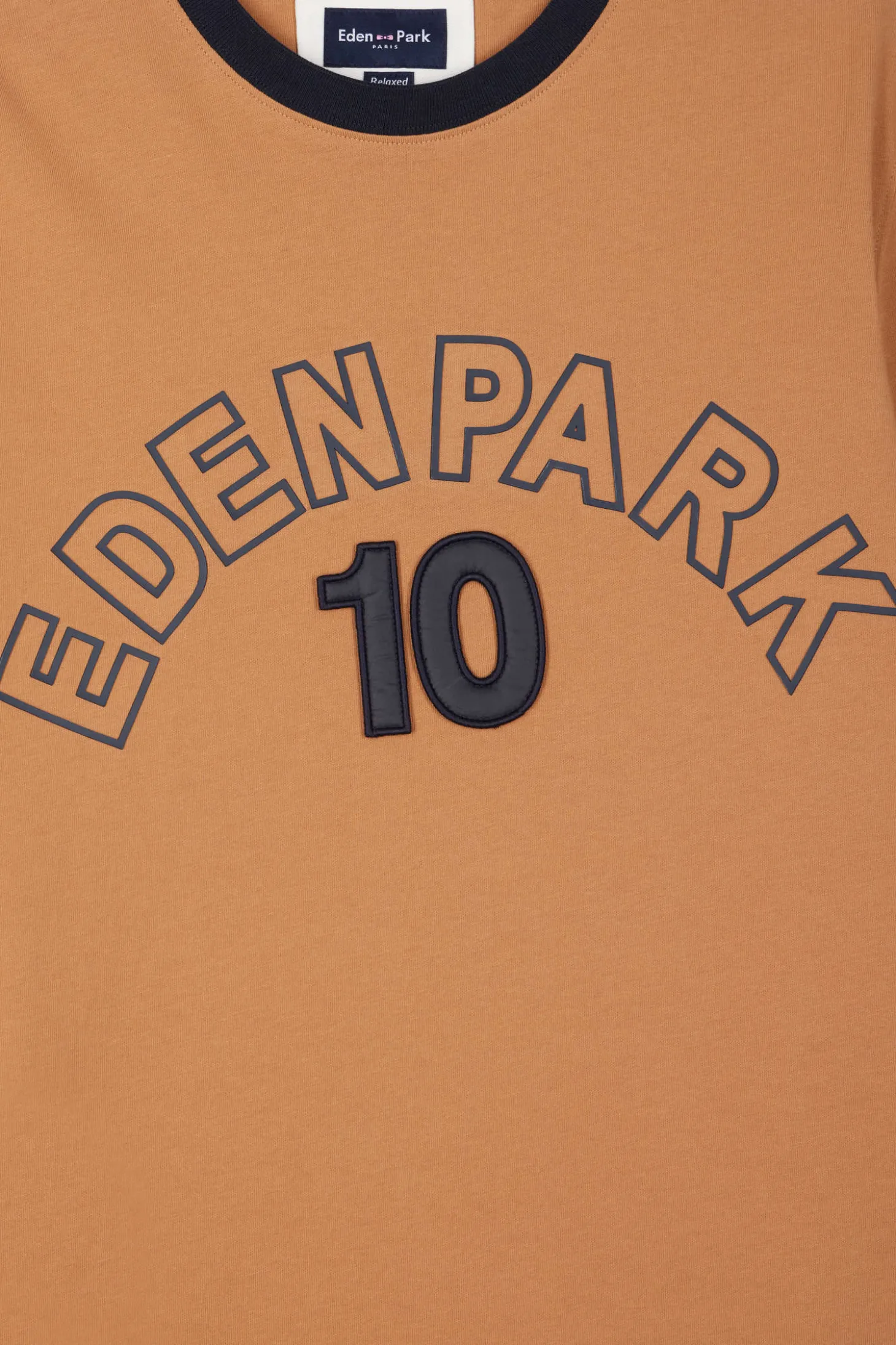 T-shirt manches courtes bicolore en coton camel Eden Park 10 coupe Relaxed