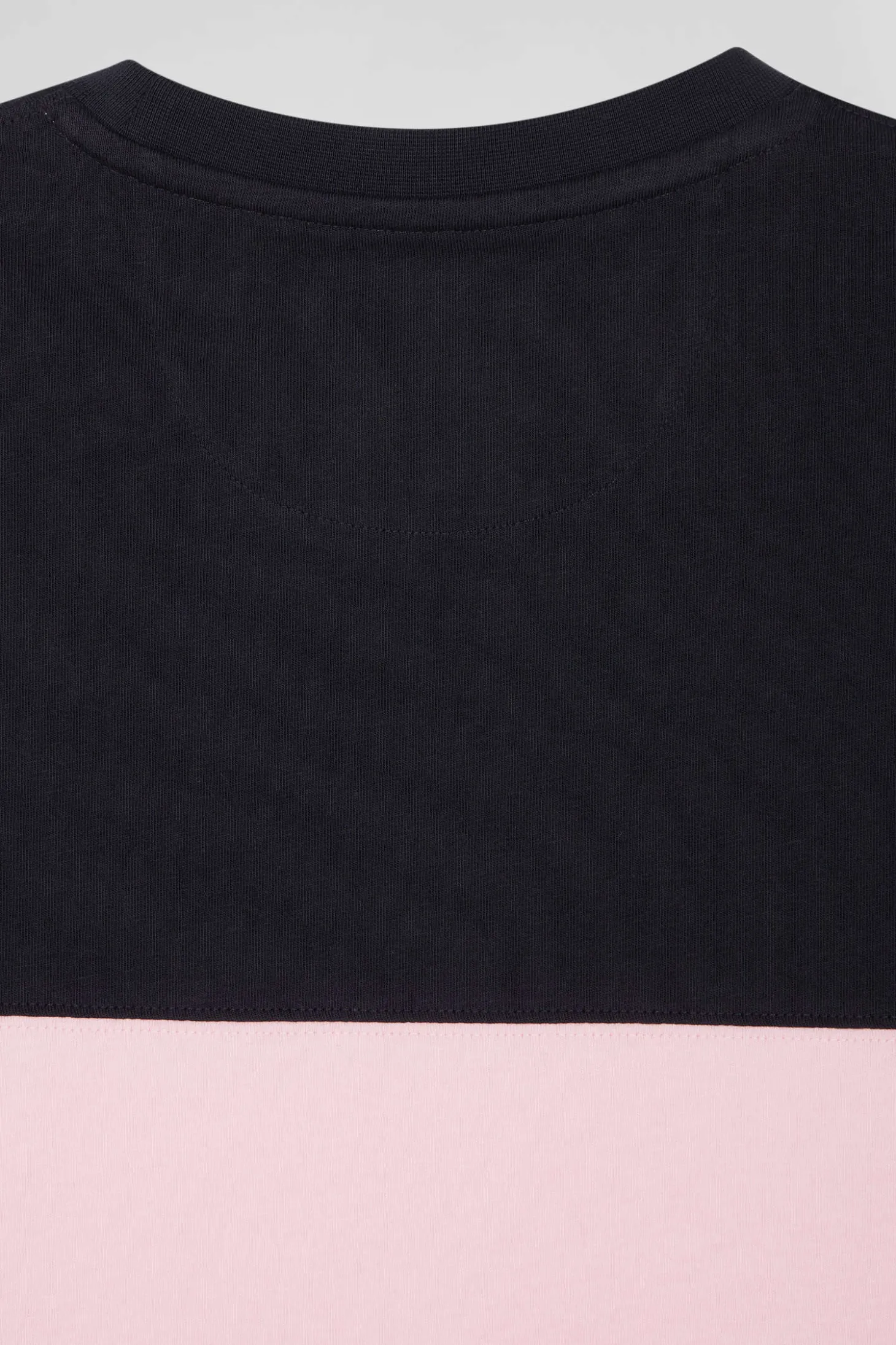 T-shirt manches courtes bicolore en coton bleu marine et rose coupe Regular