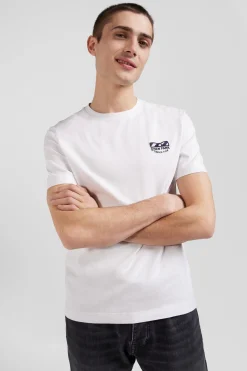 T-shirt manches courtes blanc emblème tissu cravate coupe Regular