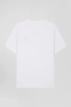 T-shirt manches courtes blanc emblème tissu cravate coupe Regular