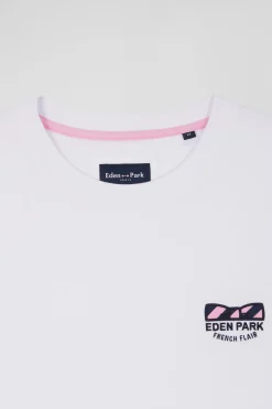 T-shirt manches courtes blanc emblème tissu cravate coupe Regular